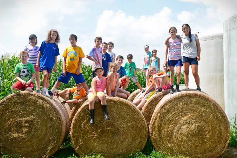 Group with hay bales